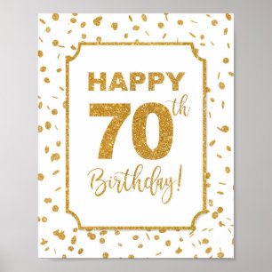 Poster Feliz 70 Birthday - Sinal de aniversário Dourado C