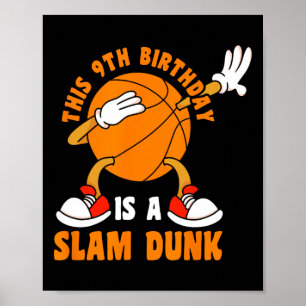Poster Feliz 9 de aniversário, 9 anos, Dab Bysketbyll 9º