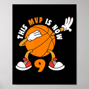 Poster Feliz 9 de aniversário, 9 anos, MVP de basquete 9