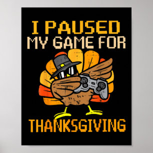 Poster Feliz Ação de Graças Dabbing Gamer Peru Kids Menin