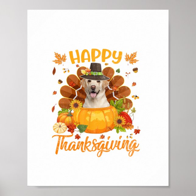 Poster Feliz Ação de Graças Labrador Cachorro Turquia Pum (Frente)