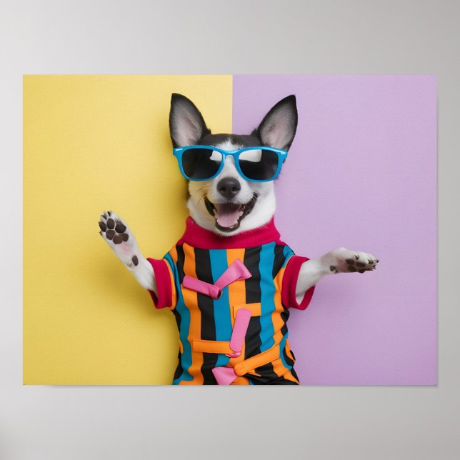 Poster Feliz animal com óculos escuros (Frente)