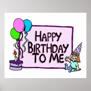 Póster Feliz aniversario a mim menina