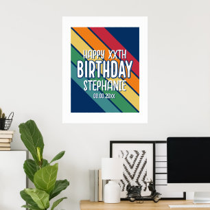 Poster Feliz Aniversário - Adicionar Ano e Nome com Banda