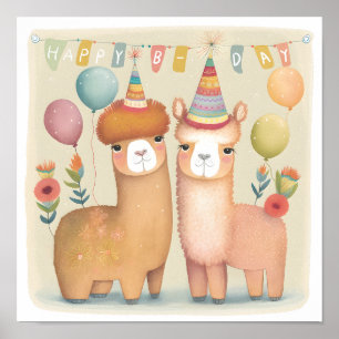 Poster Feliz Aniversário Alpacas