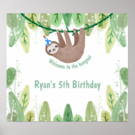 Poster Feliz aniversário, bem-vinda, preguiça de festa