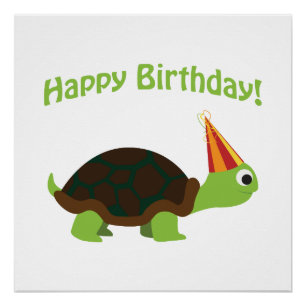 Póster Feliz aniversario bonito! Tartaruga