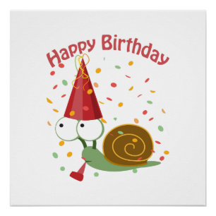 Póster Feliz aniversário! Confetti Snail
