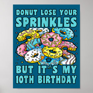 Poster Feliz aniversário de 10 anos, donut de 10 anos, 10