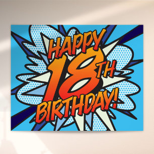 Poster FELIZ ANIVERSÁRIO DE 18 ANOS Quadrinhos Pop Art az