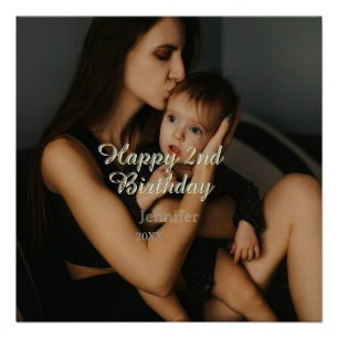 Póster Feliz aniversário de 2 anos crianças bebê mãe amar