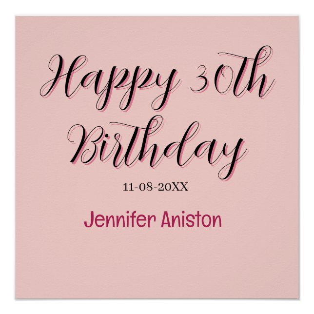 Póster Feliz aniversário de 30 anos adicionar nome data e (Frente)