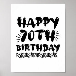 Poster Feliz aniversário de 70, decorativo e bonito, set