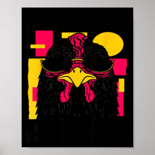 Poster Feliz aniversário de 8 anos, galinha legal de 8 an