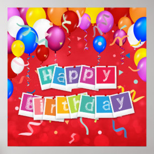 Poster Feliz Aniversário, Divertido e Festivo,