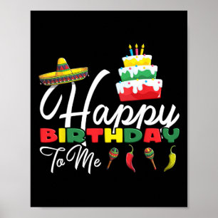 Poster Feliz Aniversário do Bolo Sórbrero-Cute