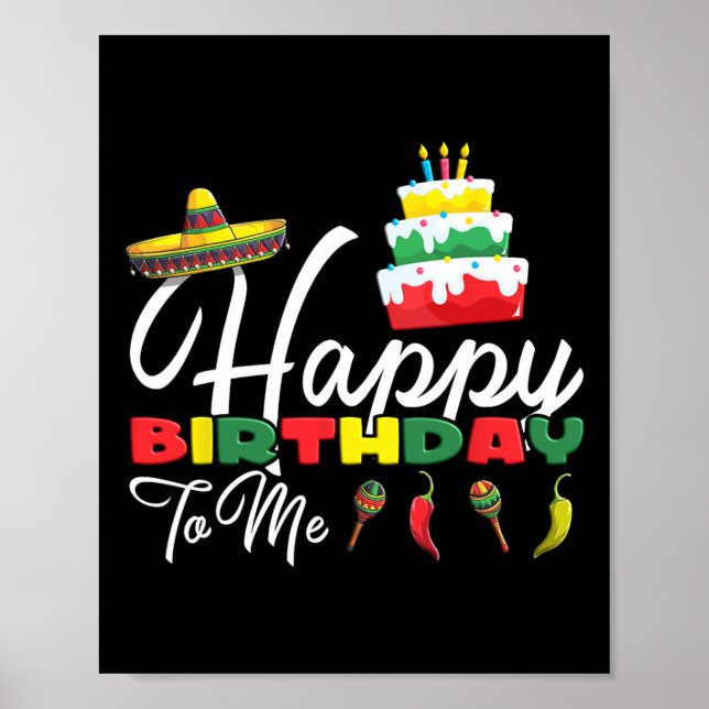 Poster Feliz Aniversário do Bolo Sórbrero-Cute (Frente)