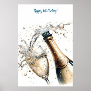Poster Feliz Aniversário do Bubble champagne