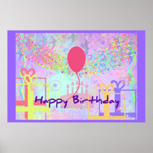 Póster Feliz aniversario e cumprimentos um Ballon