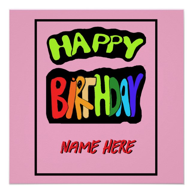 Póster Feliz aniversário e personalize o nome (Frente)