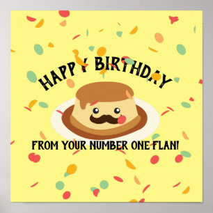 Poster Feliz Aniversário Engraçado do Seu Flan Número Um