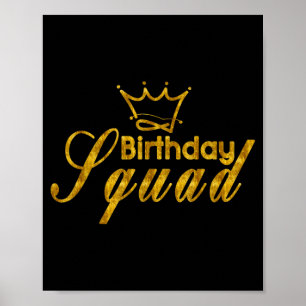 Poster Feliz aniversário esquadrão rei coroa festa presen