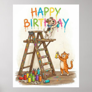 Poster Feliz Aniversário Fofo