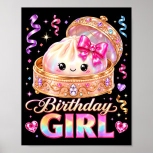Poster Feliz aniversário garota kawaii anime dumpling ani