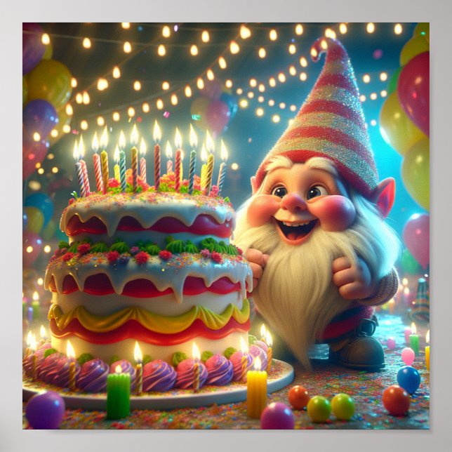 Poster Feliz aniversário Gnome (Frente)
