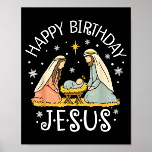 Poster Feliz Aniversário Jesus Suéter Feio de Natal Crist