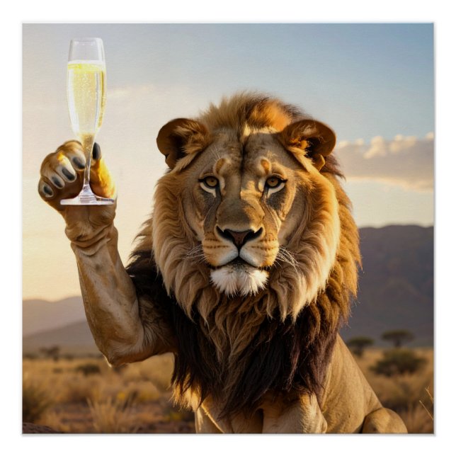 Póster Feliz Aniversário Leão - Parabéns -  (Frente)