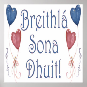 Póster Feliz aniversario! no gaélico irlandês