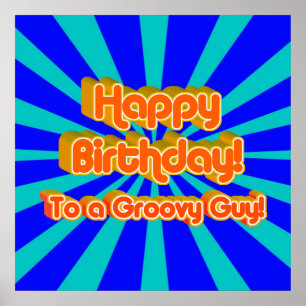 Póster Feliz aniversário para uma Cara de Groovy