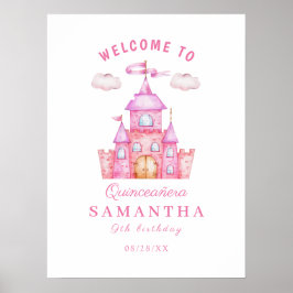Poster Feliz aniversário pequeno castelo da princesa