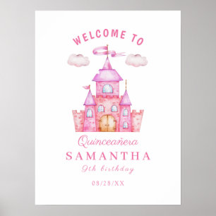 Poster Feliz aniversário pequeno castelo da princesa