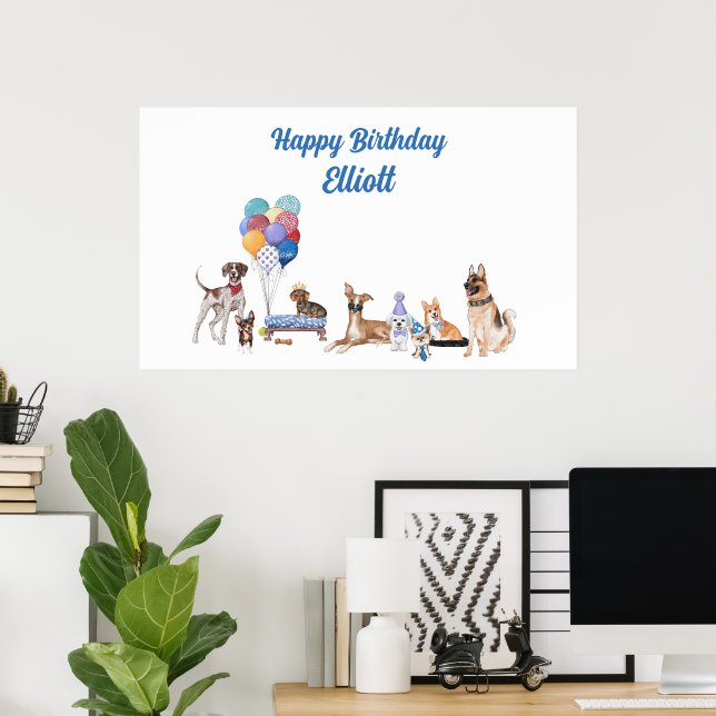 Poster Feliz Aniversário Personalizado Rações Caninas (Escritório em casa)