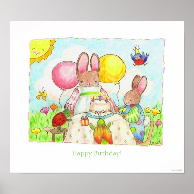 Póster Feliz aniversário poster/impressão (Frente)