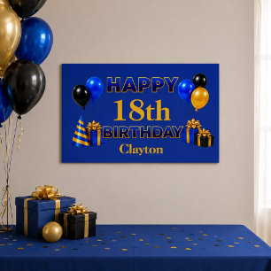 Póster Feliz Aniversário Qualquer Idade Azul