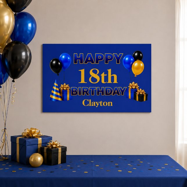 Póster Feliz Aniversário Qualquer Idade Azul (Criador carregado)