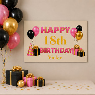 Póster Feliz Aniversário Qualquer Idade Bege