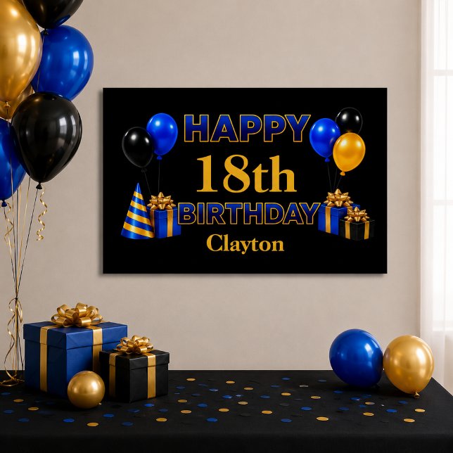 Póster Feliz Aniversário Qualquer Idade Preto (Criador carregado)