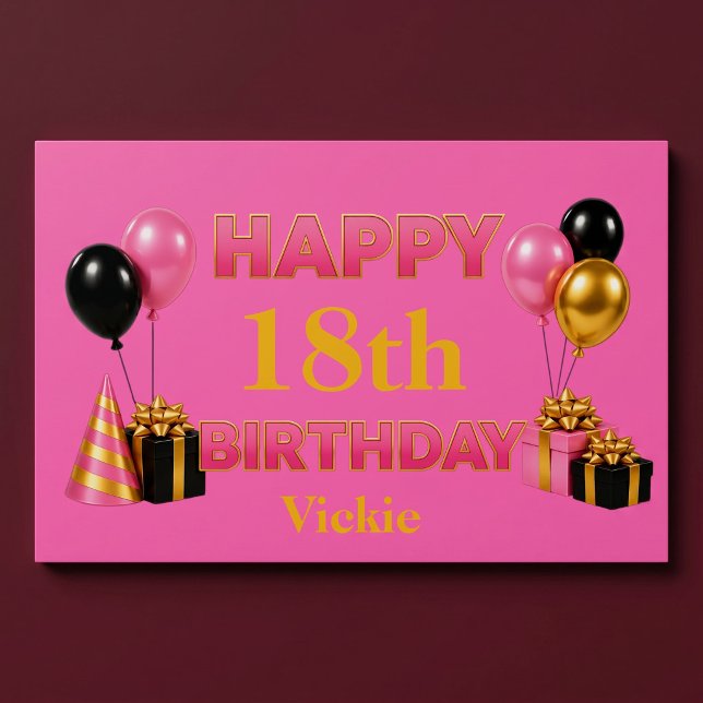 Póster Feliz Aniversário Qualquer Idade Rosa (Criador carregado)