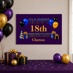 Póster Feliz Aniversário Qualquer Idade Roxo