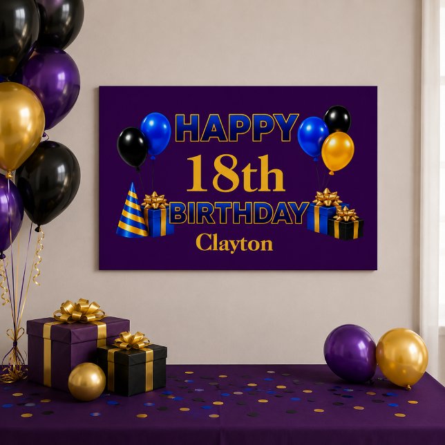 Póster Feliz Aniversário Qualquer Idade Roxo (Criador carregado)