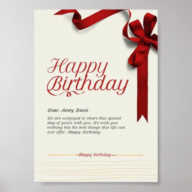 Poster Feliz aniversário querida. (Frente)