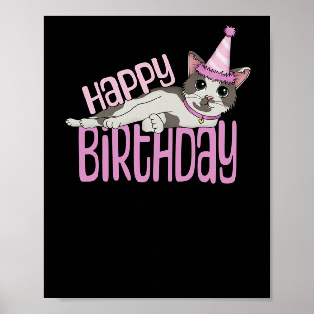 Poster Feliz Aniversário - Rosa (Frente)
