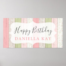 Poster Feliz Aniversário Russo Sábado Verde Madeira Flora