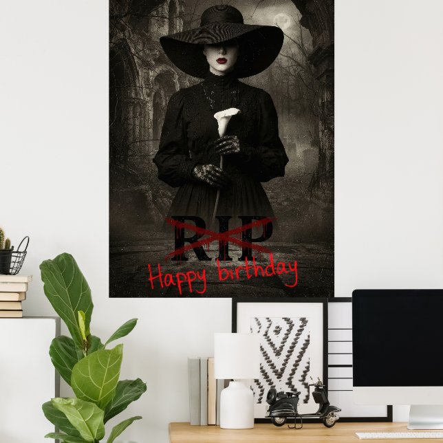 Poster Feliz Aniversário Sarcástico (Escritório em casa)