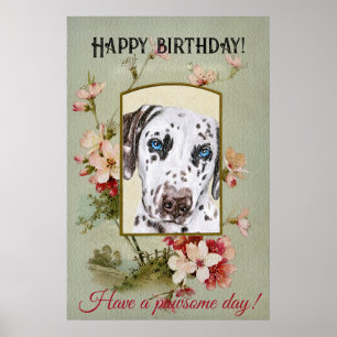 Poster Feliz Aniversário Saudações Dalmatian