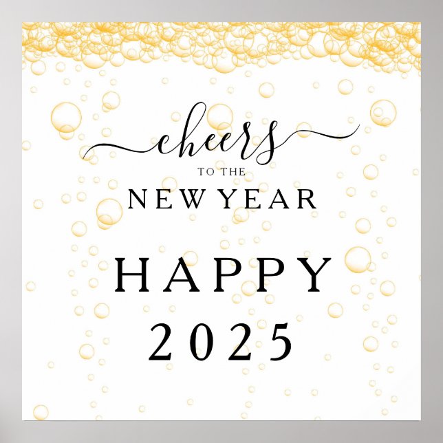 Poster Feliz Ano Novo 2025 Elegante (Frente)